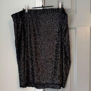 Lane Bryant Elegant Black Sequin Pencil Skirt